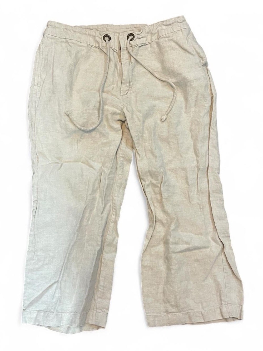 100% Linen Capri Pants Women’s 10 Boho Summer Nautical Beach